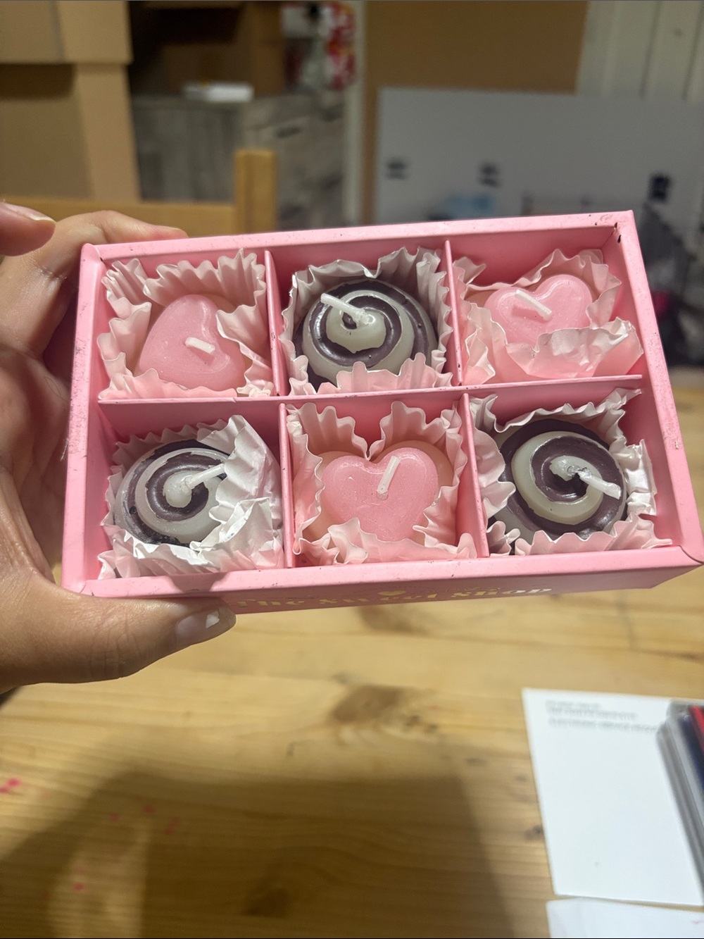 Pink Decorative Heart & Swirl Mini Candle Gift Set